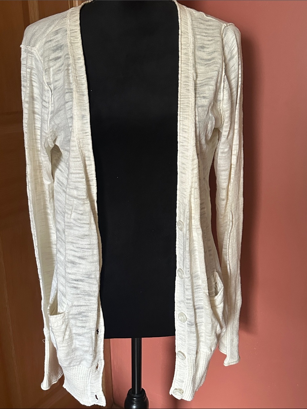 Mossimo Supply Co. Ivory Open-Front Button Cardigan